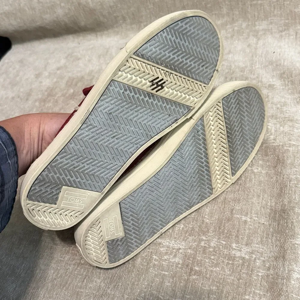 Toms Burgundy Espadrille Slip-Ons